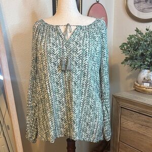 Lane Bryant Green Patterned Women's Top